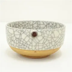 京焼　松峰造　模片口貫入茶碗 茶道 抹茶 おしゃれ 抹茶茶碗 抹茶碗 和食器 レトロ 茶器 骨董 茶わん 茶会 茶の湯