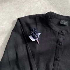 【一点もの】小花のネイビーパープル❤︎ 布花ブローチ　一点物　フォーマルコーデ　卒園式　卒業式　入園式　入学式　母の日　ギフト