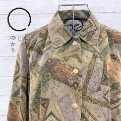 昭和レトロ レリーフ 花柄 パターン 総柄 柄シャツ ブラウス