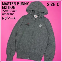 【新品】MASTER BUNNY EDITION マスターバニーエディション 2023年モデル ; ニット ジップパーカー 千鳥柄 ブラック系 1  ゴルフウェア レディース