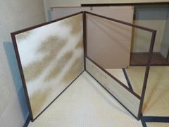 ほぼ未使用 茶道具 桑 鵬雲斎好 松透風炉先屏風 裏銀散らし 紙箱
