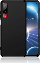 JACRON HTC Desire 22 Pro ケース ブラック 耐衝撃 落下防止 薄型 ストラップホール付き 柔軟 砂艶消しの質感 ほこりが付かない 滑り止め スマートフォンケース(TPU-AZ-2906)