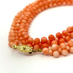 美品✨コーラル 珊瑚 極小 丸玉 3連 ロングネックレス シルバー刻印 本珊瑚 美品 本珊瑚 ペンダントトップ ピンク珊瑚 丸玉 3連
