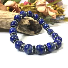 ラピスラズリ パワーストーン ブレスレット 天然石 10mm (ブラック) 9月・12月誕生石 メンズ・レディース 男性・女性  数珠 ネイビー 幸運  ○