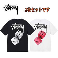 【新品未使用】STUSSY（ステューシー） FUZZY DICE TEE Tシャツ ブラック＆ホワイト 2枚セット ユニセックス メンズ レディース 綿100% ストリート 2025夏 正規品