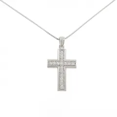 K18WG クロス ダイヤモンド ネックレス 0.50CT
