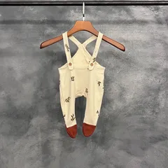 ORGANIC ZOO 肩紐足つきサロペット　オリーブ柄　ロンパース　3-6month 赤ちゃん オーガニックズー  ベビー