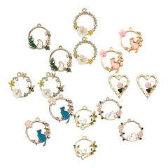 【新着商品】エナメルペンダント 藤 すずらん 花型 合金ペンダント ラインストーン 花びら 透かし ピアス チョーカー 花 ブレスレット ネックレス チャームペンダント 猫 アクセサリーパーツ うさぎ 基礎パーツ イヤリング バラ マカロン ねこ 飾り物 パー