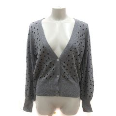 レイビームス Ray Beams カーディガン ニット ドット 長袖 グレー 黒 ブラック /MS