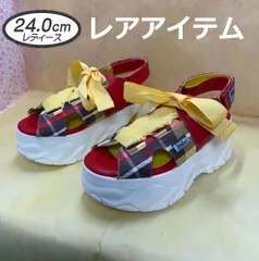 ☆新品未使用・美品☆ 24cm ヨースケ YOSUKE 厚底サンダル レディース イエローコンビ リボン 厚底スニーカーサンダル 約8cm厚底フラットソール　MY1202-281