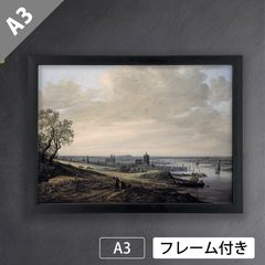 ヤン・ファン・ホーイェン（Jan van Goyen）『アーネムの眺望のあるパノラマ風景』（1646年）　アートポスターA3 マット紙【フレーム付】《IN》