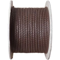 編み込み丸革紐 3mm×2m ダークブラウン 革紐 レザーコード