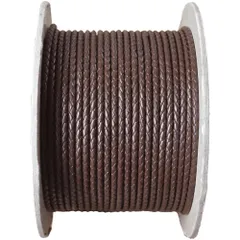 編み込み丸革紐 3mm×2m ダークブラウン 革紐 レザーコード
