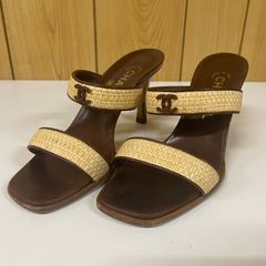 28 シャネル　ココマーク　ストロー　パンプス　ハイヒール　サイズ36 1/2