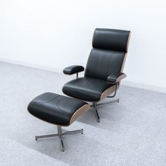 【展示品】HORIZON ホライゾン JAMES ジェームス ラウンジ チェア オットマン付き アーム プライウッド レザー カルロ・コロンボ 定価59万