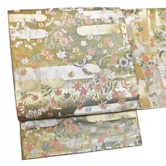 【中古】袋帯 正絹 唐織 リサイクル 金地 鳥 梅 蝶 菊 紅葉 楓 金糸 礼装用 フォーマル 上品 仕立済み 結婚式 卒業式 入学式 No.6-0440