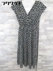 ◇ NICE CLAUP 花柄 フラワー ノースリーブ ロング カシュクール ワンピース サイズF ブラック ホワイト レディース 【中古】 【1103170006519】