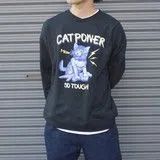 裏毛 クルーネック 長袖 スウェット CAT POWER