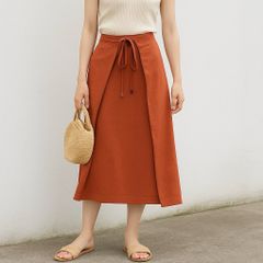 ＼大人の抜け感カラーが素敵🍊／ デプレ＊トゥモローランド＊ミモレ丈フレアスカート＊ロングスカート＊オレンジブラウン系＊34サイズ（XS相当）＊春夏～秋まで着用可能◎