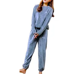 【新品】 [アスペルシオ] ふわふわ ルームウェア 長袖 長ズボン かわいい セットアップ パジャマ レディース もこもこ 部屋着 上下セット 上下 ジャージセット スウェット 裏起毛 寝巻き 柔らかい ボタンなし あたたかい ボタン無し 丸首 トレーナー 0