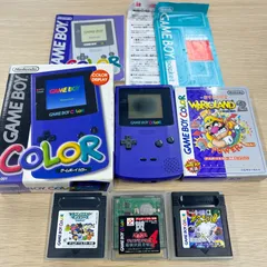 【動作確認済】ゲームボーイカラー　本体　箱付き　ソフト　カセット　4本セット　ワリオランド盗まれた財宝、ドラゴンクエストモンスターズ　テリーのワンダーランド、ポケモンカードGB、遊戯王デュエルモンスターズ
