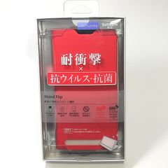 手帳型・合成皮革スマホケース シンプルスマホ6 (レッド) Stand Flip◆未使用・未開封