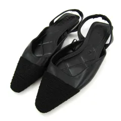 ザラ パンプス ミュール バックストラップ キルティング シューズ 靴 黒 レディース 37サイズ ブラック ZARA 【中古】