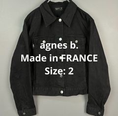 正規品 フランス製 agnes b. アニエスベー デニムジャケット トラッカージャケット ブラックデニム ブルゾン 短丈 ショート丈 ブラック 黒 レディース 2