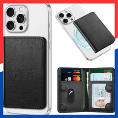 【即日発送】[TUCCH] スマホカードケース 磁気吸着 6枚カード収納 [RFIDブロッキング] PU合皮 脱着簡単 軽量 背面 カードウォレット 磁気ウォレットケース iPhone 16/15/14/13/12シリーズ対応 グラファイト