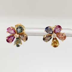 ブルガリ BVLGARI フラワー コントレール ピアス フローラ K18 イエローゴールド ダイヤ マルチカラー