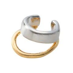 【ミックスゴールド×ワンサイズ】[Cream dot. クリームドット公式] イヤーカフ レディース  イヤーカフ 金属アレルギー ニッケルフリー ミックスカラー レイヤード風 2連 ヴィンテージ調 艶消し マット 片耳用 大人 