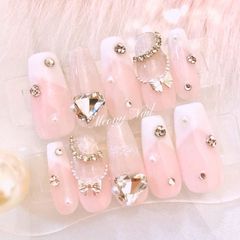 No.101オーダー♡量産型ワンホン韓国フレンチガーリーチェリーネイル 
