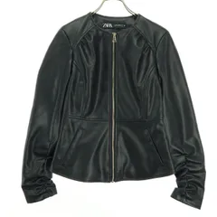美品 ZARA ザラ 長袖 フェイク レザージャケット XS ブラック レディース 古着