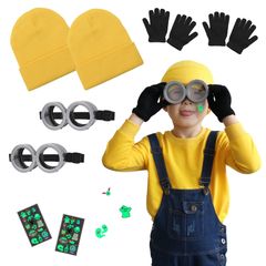 パーティー クリスマス 女の子 男の子 子ども ミニオン用 コスチューム キッズ イベント 仮装 ミニオンズ 3点セット】 手袋 ゴーグル 【黄色いニット帽 子供 コスプレ ミニオン ハロウィン [GOKEI]