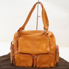 2506-31 トッズ ハンドバッグ TOD'S レザー製 オレンジ 銀金具 上ZIP