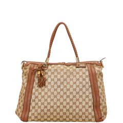 グッチ GGキャンバス バンブー タッセル ハンドバッグ トートバッグ 269946 ベージュ ブラウン キャンバス レザー レディース GUCCI【1-0220063】