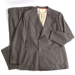 極美品◆ISAIA イザイア ストライプ柄 ウール100％ ダブルスーツ 上下セット グレー系 48 メンズ イタリア製 正規品のサムネイル