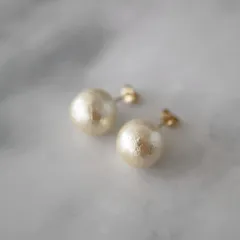 【14kgf】上品コットンパール12mm 一粒ピアス 　国産　正規品　ハンドメイド