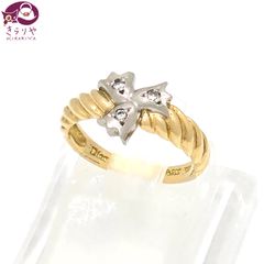 DIOR ディオール フワラーモチーフ ダイヤモンド リング 約7号 K18 750 ゴールド PT900 D0.04ct/3石 2.99g