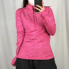 NIKE(ナイキ) ドライフィット ピンク 機能性 ハーフジップ 長袖Tシャツ M 250403