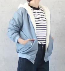 2way 両面着れる服 リバーシブル ブルゾン レディース パーカー ボア フート付き ブルゾン アウター ジャケット 秋 冬 秋冬