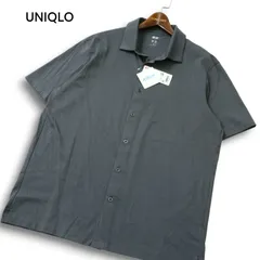 【新品 24SS】 UNIQLO ユニクロ 半袖 エアリズム コットン フルオープン ポロシャツ Sz.XL メンズ 灰 未使用 大きいサイズ