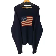 ポロバイラルフローレン Polo by RALPH LAUREN 90S 星条旗ウールニット メンズ import：XL 