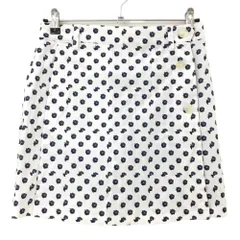 【超美品】キャロウェイ スカート 白×ネイビー ハイビスカス総柄 フロントボタン ストレッチ  レディース M ゴルフウェア SAMPL Callaway