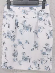 ◇ Apuweiser-riche アプワイザー リッシェ 花柄 フラワー 膝丈 タイト スカート 1 オフホワイト グレー ブルー * 【1002799400978】
