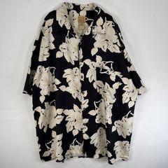古着  JOS.A.BANK 半袖シャツ アロハ シルク 大きいサイズ 植物 XXL  ブラック 総柄 メンズ