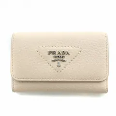 プラダ PRADA ヴィッテロダイノレザー 4連キーケース コンパクト 三つ折り ロゴ ピンクベージュ /BB ■OH ■OF