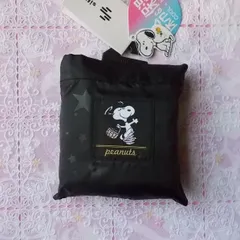 シフレsiffler保冷保温スヌーピーPEANUTS折りたたみエコバッグMサイズスターブラック