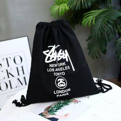 新品 STUSSY ステューシー ナップサック リュック ブラック/ホワイト 男女兼用 2点セット 黒/白