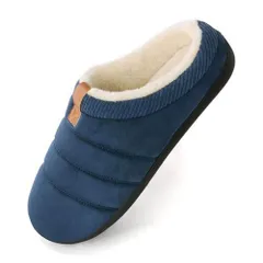 ネイビー_27.5 cm 3E [Newdenber] スリッパ ルームシューズ ボア付き 冬用 防寒 あったか メンズ ファー付き サボシューズ クロッグシューズ サンダル (ネイビー, 27.5 cm)